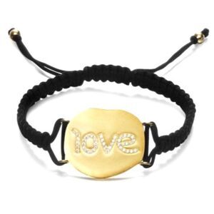 Daniela Swaebe 18k Gold Plated LOVE Cz Macrame Self Tie Bracelet - DSF DS Jewels